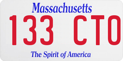 MA license plate 133CT0
