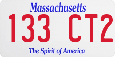 MA license plate 133CT2