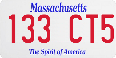 MA license plate 133CT5