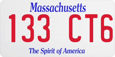 MA license plate 133CT6