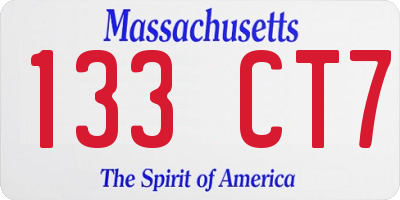 MA license plate 133CT7
