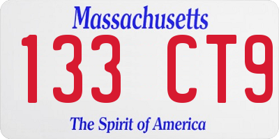 MA license plate 133CT9