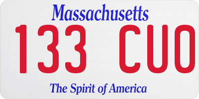 MA license plate 133CU0