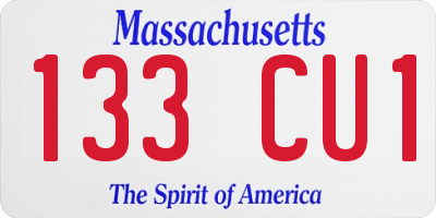 MA license plate 133CU1