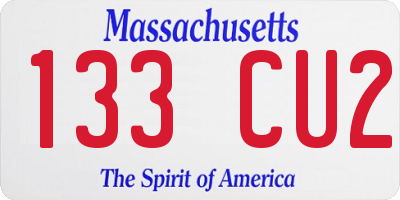 MA license plate 133CU2
