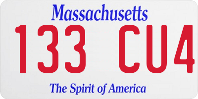 MA license plate 133CU4