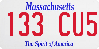 MA license plate 133CU5