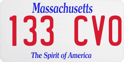 MA license plate 133CV0