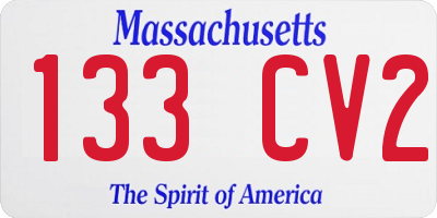 MA license plate 133CV2
