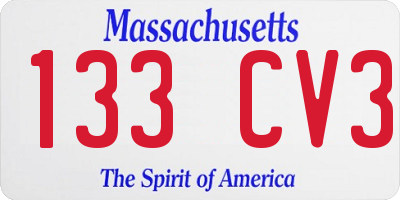MA license plate 133CV3