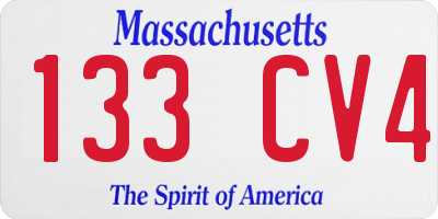 MA license plate 133CV4