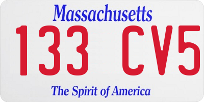 MA license plate 133CV5