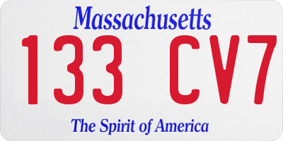 MA license plate 133CV7