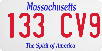 MA license plate 133CV9
