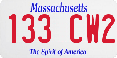 MA license plate 133CW2