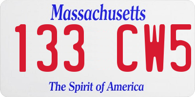 MA license plate 133CW5