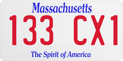 MA license plate 133CX1