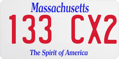 MA license plate 133CX2