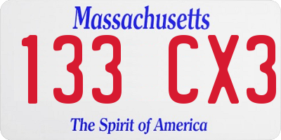 MA license plate 133CX3