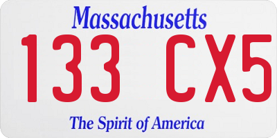 MA license plate 133CX5