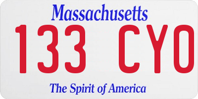 MA license plate 133CY0
