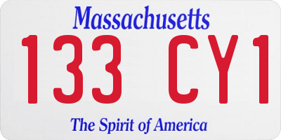 MA license plate 133CY1