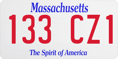 MA license plate 133CZ1