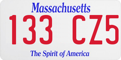 MA license plate 133CZ5