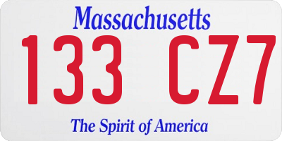 MA license plate 133CZ7