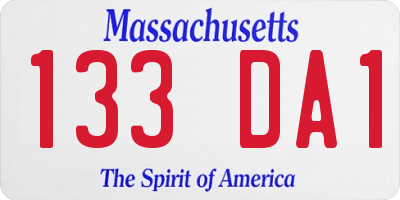 MA license plate 133DA1