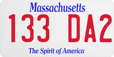 MA license plate 133DA2