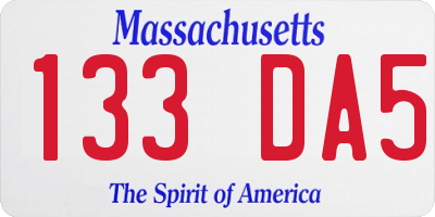 MA license plate 133DA5