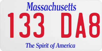 MA license plate 133DA8