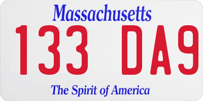 MA license plate 133DA9