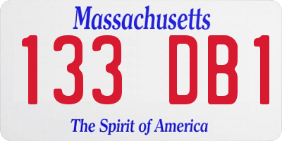 MA license plate 133DB1