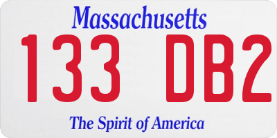 MA license plate 133DB2