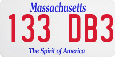 MA license plate 133DB3