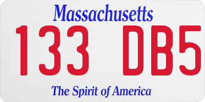 MA license plate 133DB5