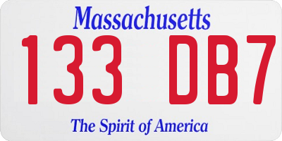 MA license plate 133DB7