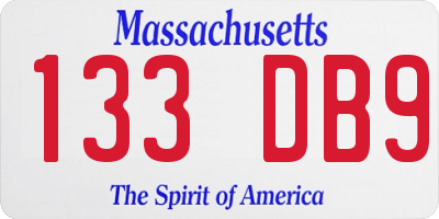 MA license plate 133DB9