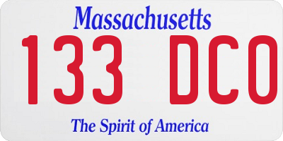 MA license plate 133DC0