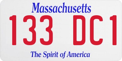 MA license plate 133DC1