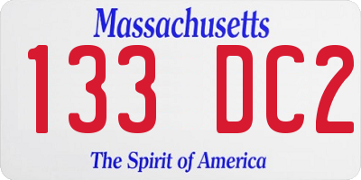 MA license plate 133DC2