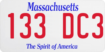 MA license plate 133DC3