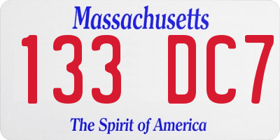 MA license plate 133DC7