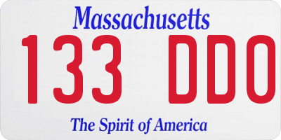 MA license plate 133DD0