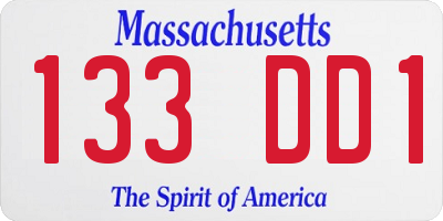 MA license plate 133DD1