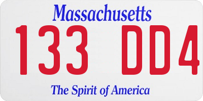 MA license plate 133DD4