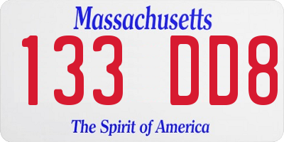 MA license plate 133DD8