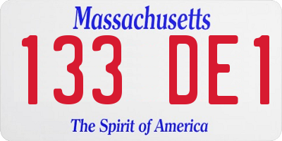 MA license plate 133DE1